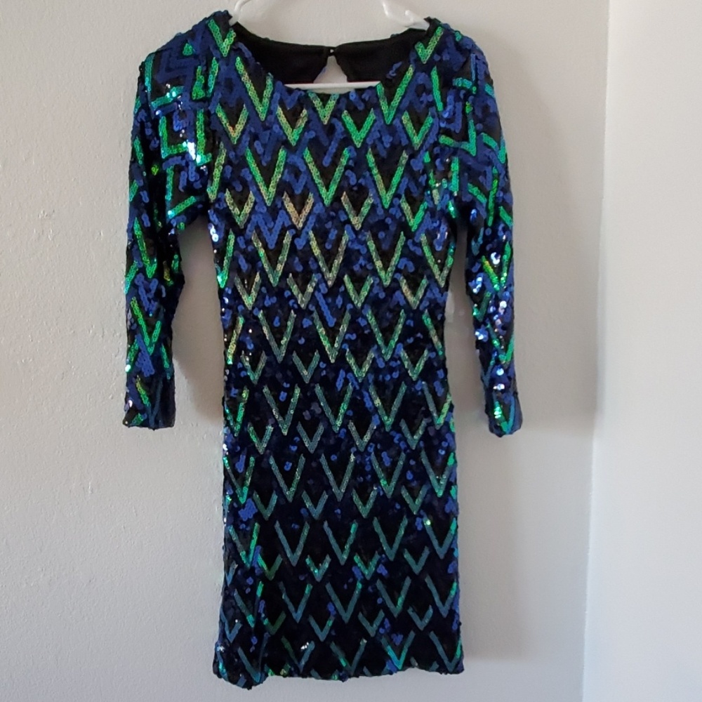 Charlotte Russe Sequin Long Sleeve Dress